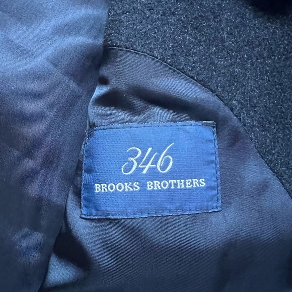 Brooks Brother 346 Men’s Long Black Topcoat Lambswool Cashmere Blend Winter L48 - Picture 3 of 13